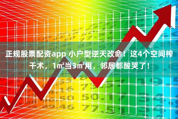 正规股票配资app 小户型逆天改命！这4个空间榨干术，1㎡当3㎡用，邻居都酸哭了！